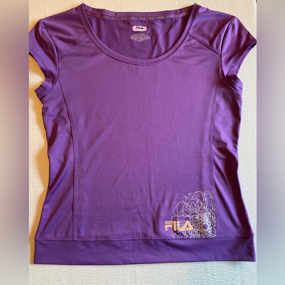 3/$25 Women’s Fila Activewear Purple Shortsleeved Top, Size Large
